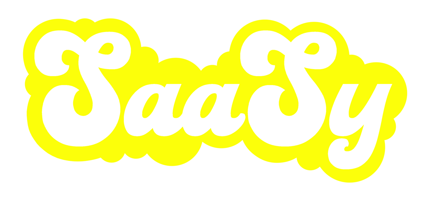 SaaSy Yellow Letter Black Glossy Mug